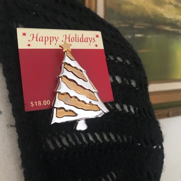 Rare Happy Holidays Snowman & Tree Brooch Pins NWT - Picture 9 of 10